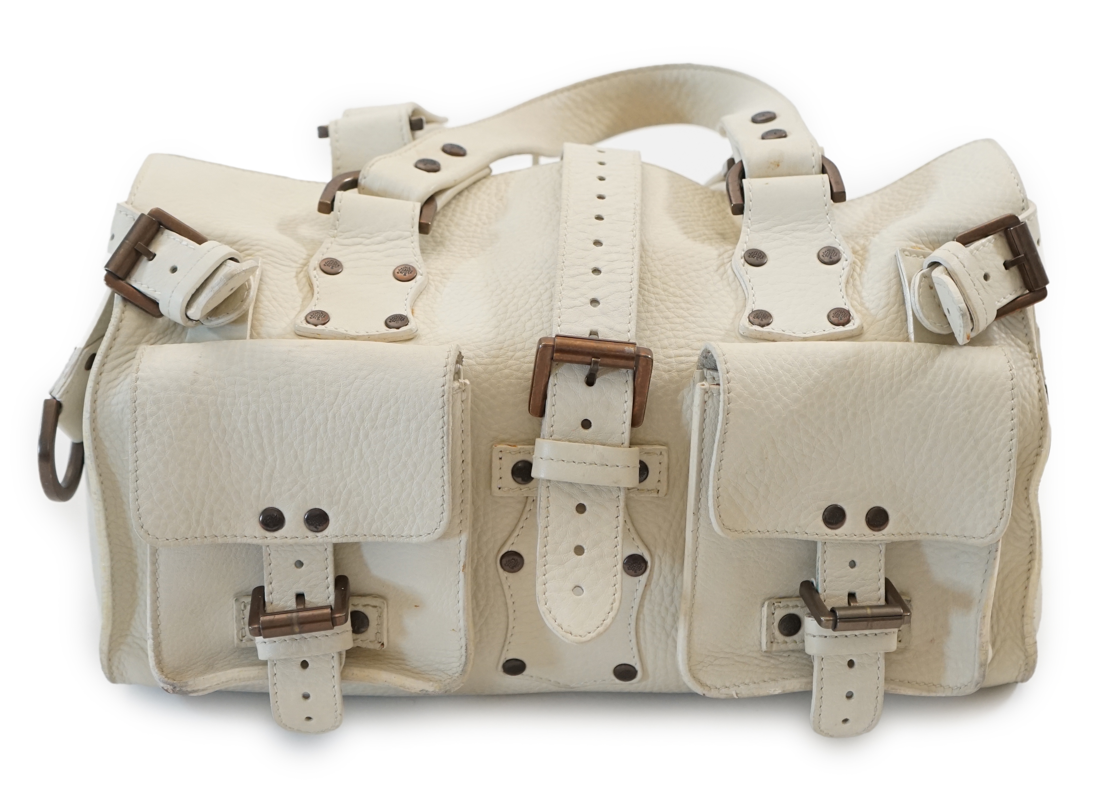 A Mulberry Roxanne cream leather handbag width 34cm, depth 15cm, height 18cm
